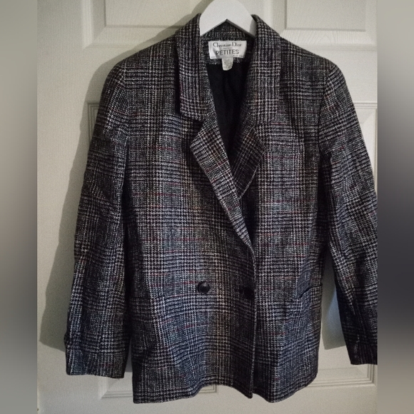Lady’s CHRISTIAN DIOR Separates | Black/Red/White Tweed Blazer | Size 12P - Picture 2 of 5